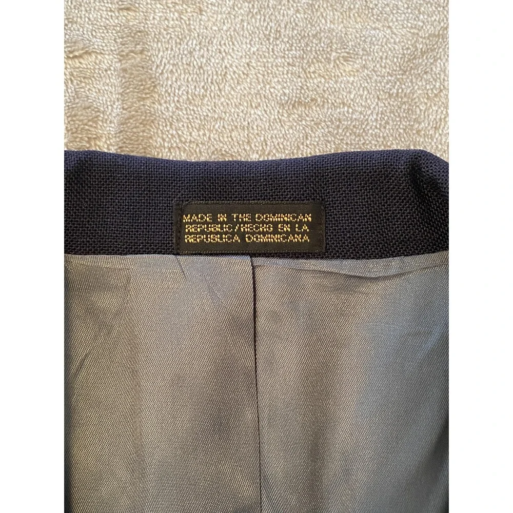 Stafford Blazer Men 42L Navy Blue Wool Blend Gold Button Classic Academia Preppy